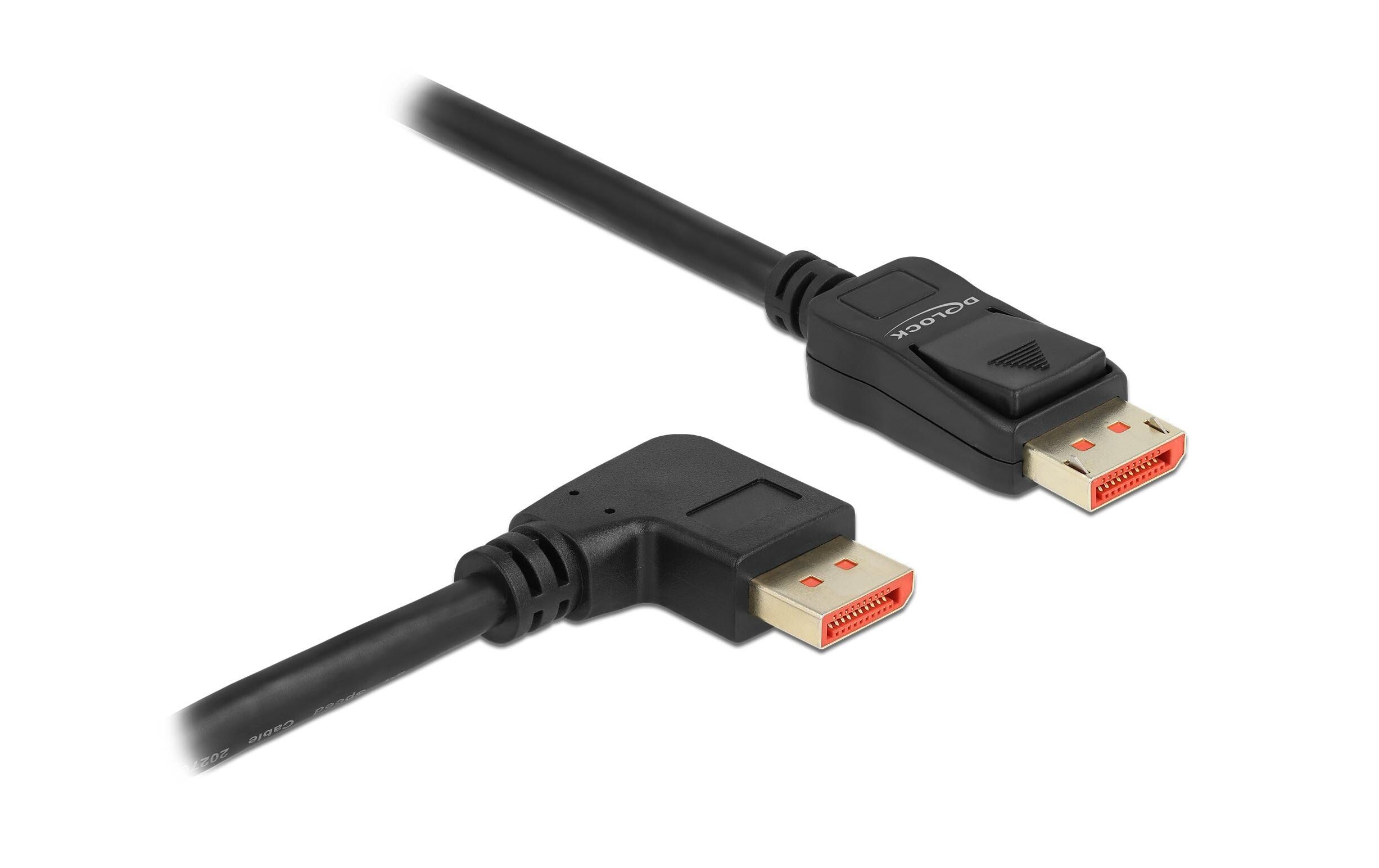 Kabel Rechts gewinkelt DisplayPort - DisplayPort, 2 mDisplayPort Kabel Stecker gerade zu Stecker 90° rechts gewinkelt 8K 60 Hz 2 m