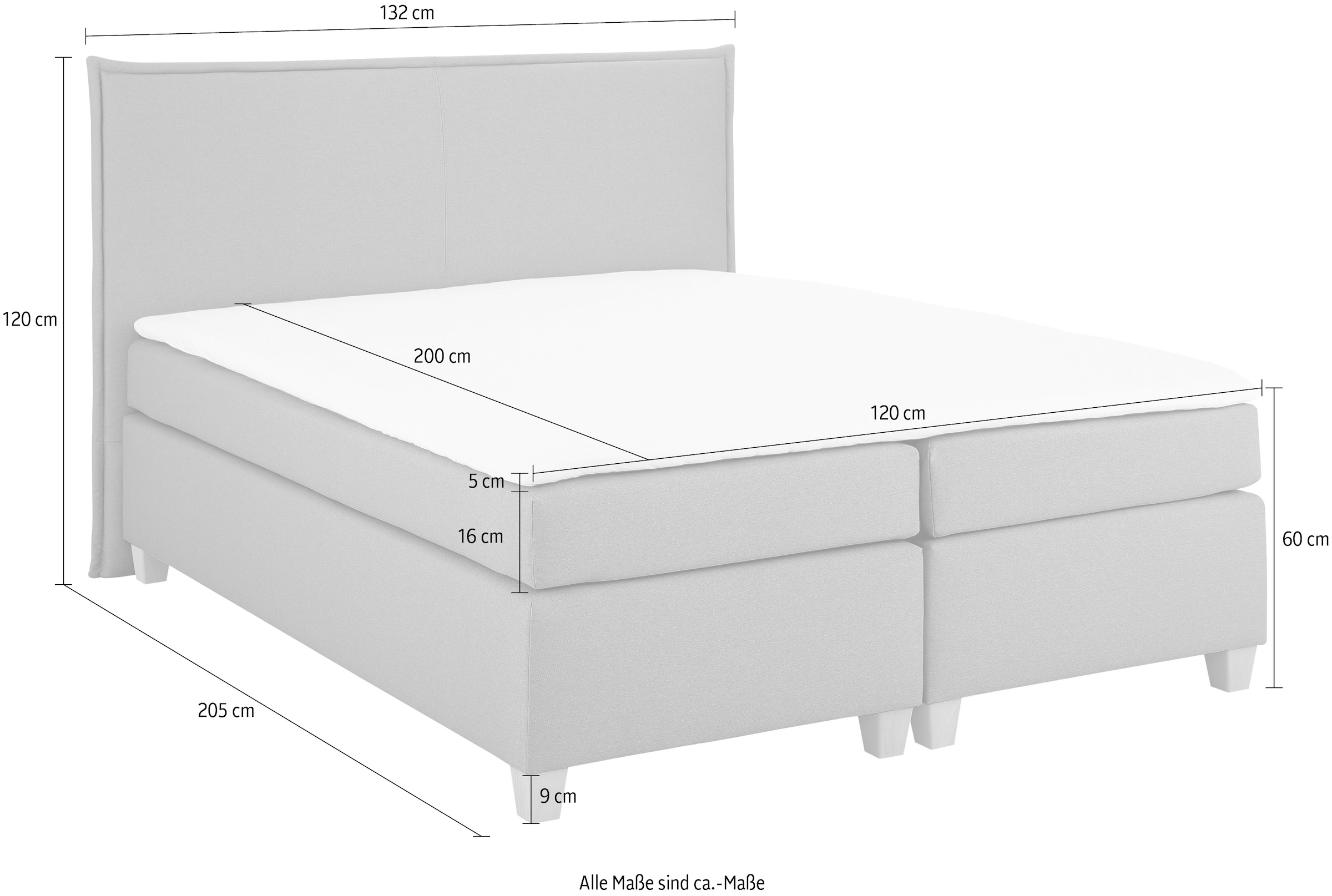 Home affaire Boxspringbett »Houssay« inkl. Topper, 5 Breiten, 2 Härtegraden auch in Überlänge 220 cm