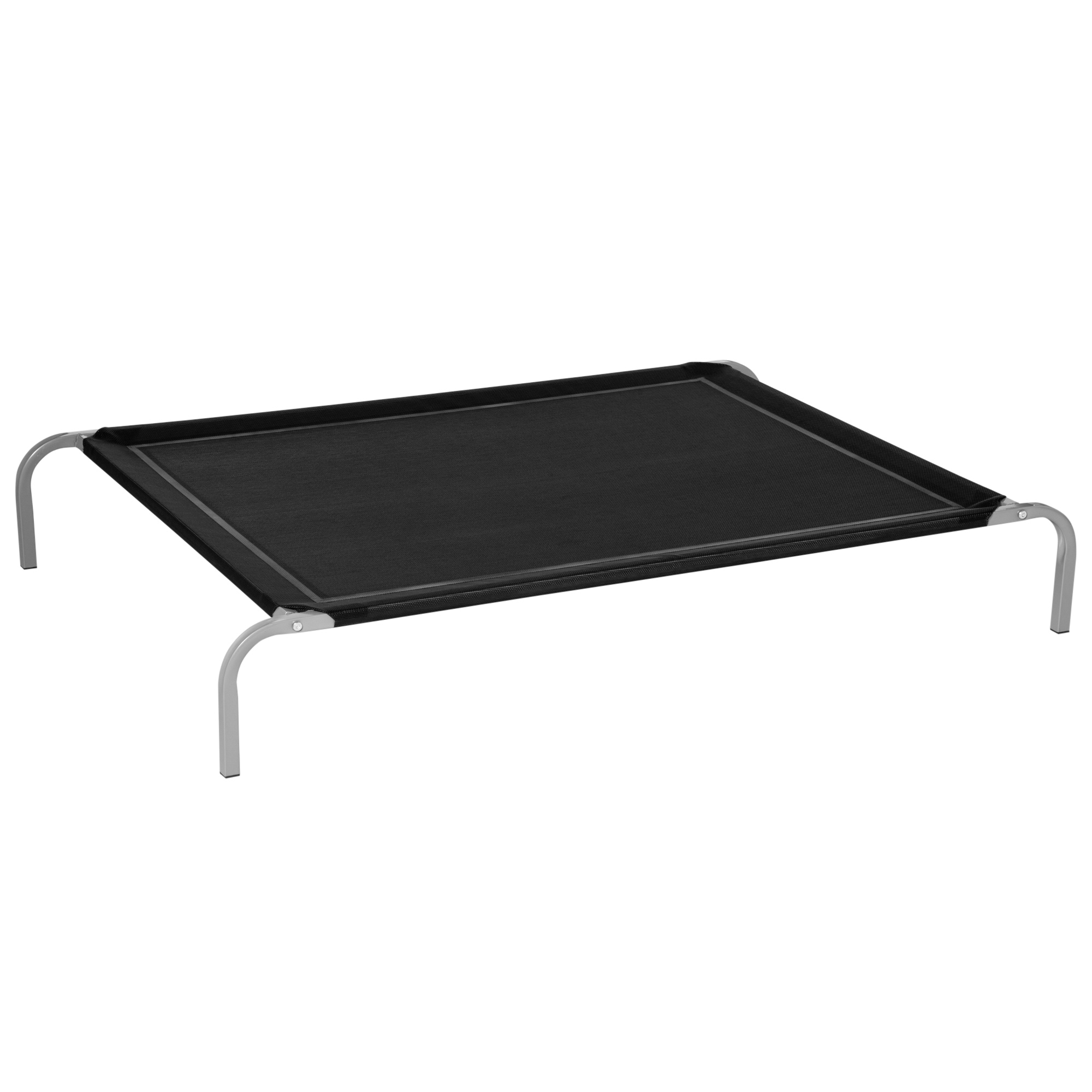 Cama elevada PawHut para cães e gatos, cama respirável para animais de estimação dormirem e relaxarem, com estrutura de aço para uso interno e externo, 130x90x20 cm, preta.
