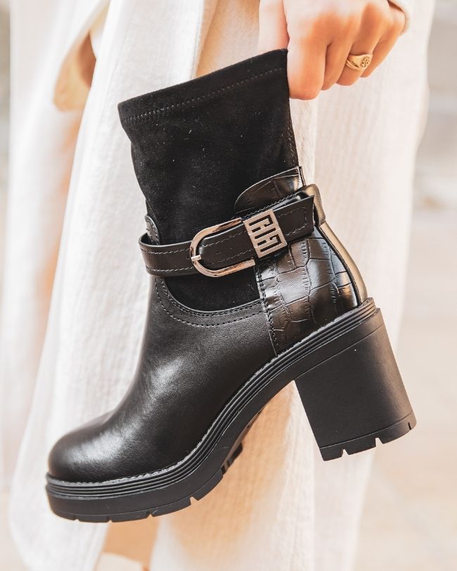 Bottines femme noires à talon - Grace