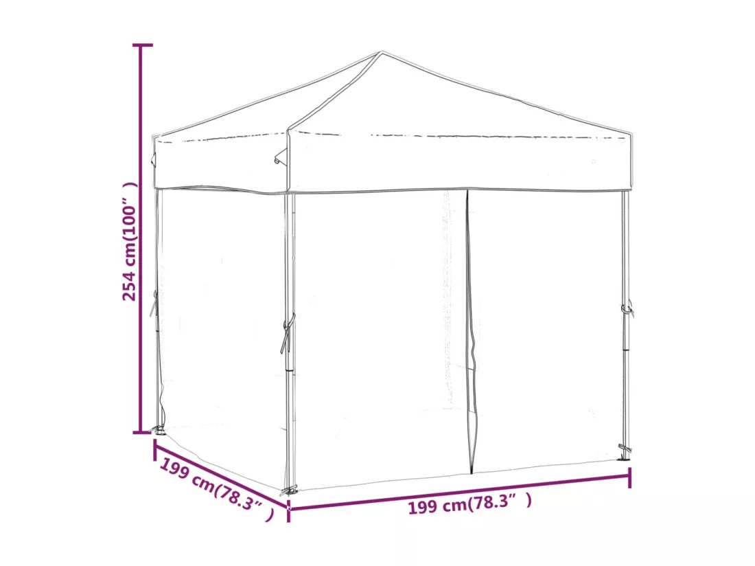 Tente de réception pliable avec parois Rouge 2x2 m