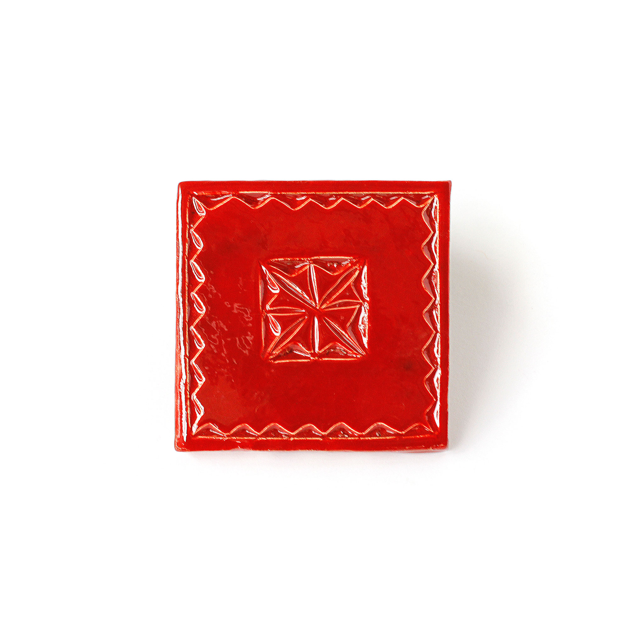 Geprägte Kachel 'Timbre Rouge', rot, H 10 cm, B 10 cm von fischer's lagerhaus
