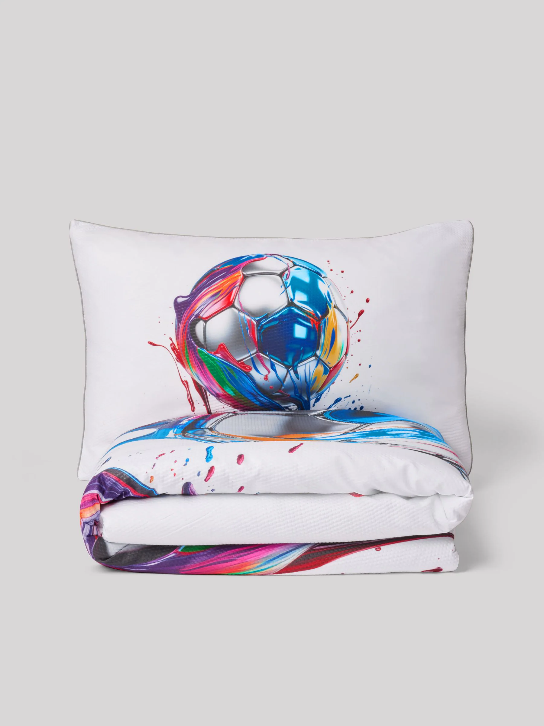Set van dekbedovertrek en kussensloop met textuur en voetbalprint