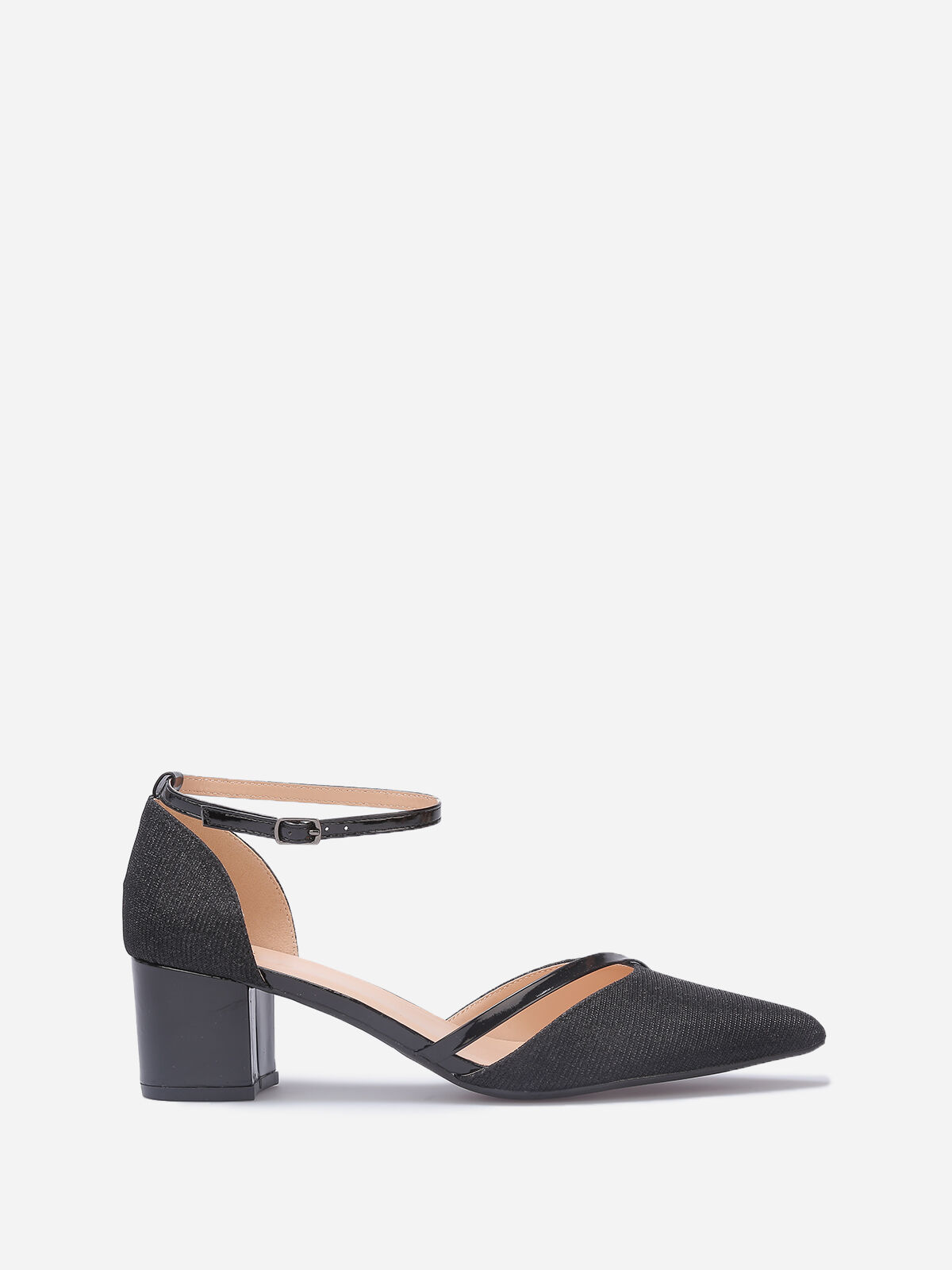 Escarpins pailletés et vernis grandes tailles- Noir