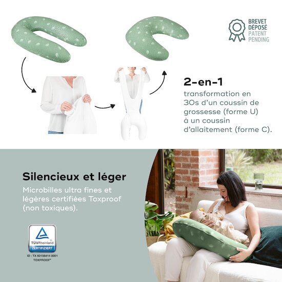 Coussin de grossesse 2en1 B.Love   Wind Green        de               Babymoov