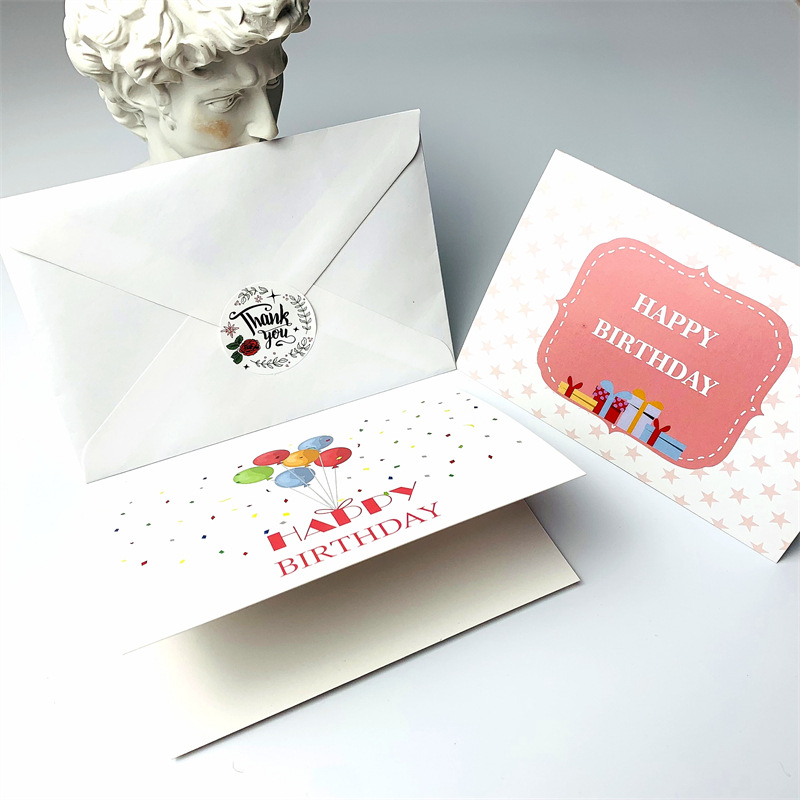 (13-tlg. Set) Glückwunschkarten Geburtstags Doppelkarten inkl. Sticker   Umschläge - Happy Birthday / Kuchen