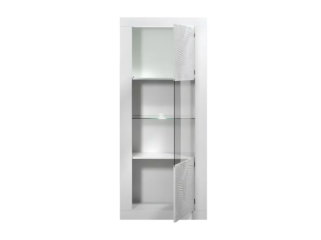 Vitrine 1 porte Laqué Blanc à LEDs - MARKS