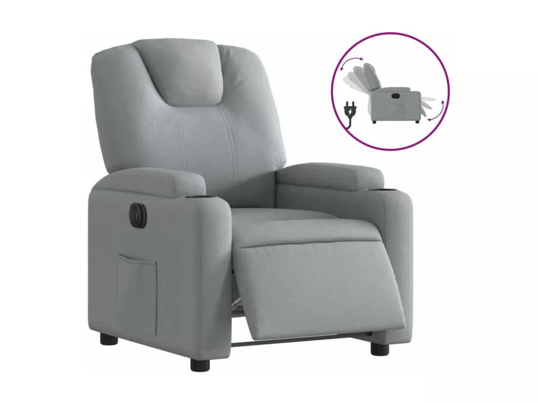 Fauteuil inclinable électrique Gris clair Tissu