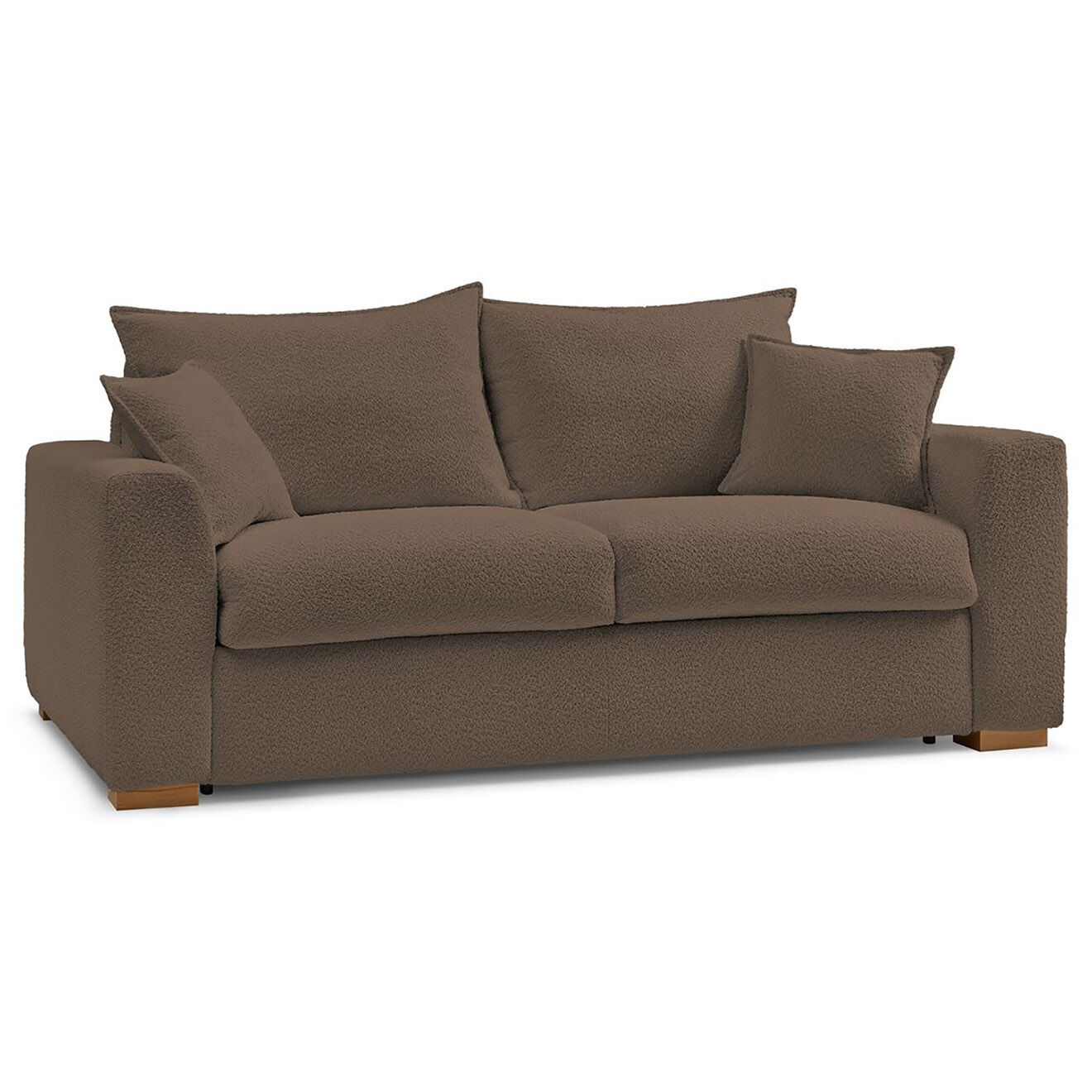 Bobochic Canapé convertible express augustin bouclette marron  - 205x96x97 cm