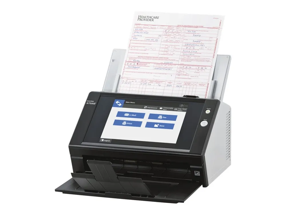 Ricoh Image Scanner N7100E - Dokumentscanner - Dual CIS - Duplex - 216 x 355.6 mm - 600 dpi x 600 dpi - op til 25 ppm (mono) / op til 25 ppm (farve) - ADF (50 ark) - op til 4000 scanninger pr. dag - Gigabit LAN