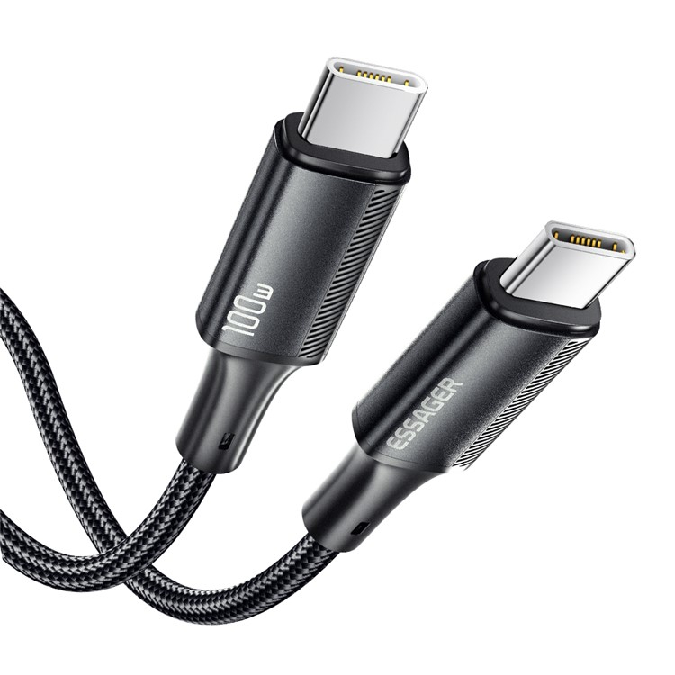 (2m) 100W USB C auf USB C Ladekabel Nylon Datenkabel - Schwarz
