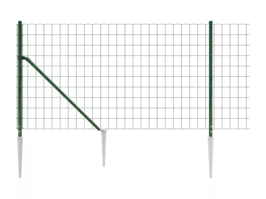 Clôture en treillis métallique et piquet d'ancrage vert 1x10m