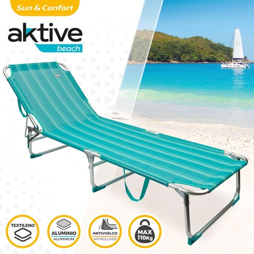 Espreguiçadeira dobrável de alumínio Aktive Beach com 3 posições