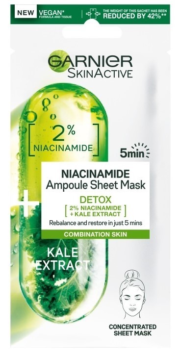 Garnier Skinactive Ampul Tissue Masker Met Boerenkool & Niacinamide 1 stuk