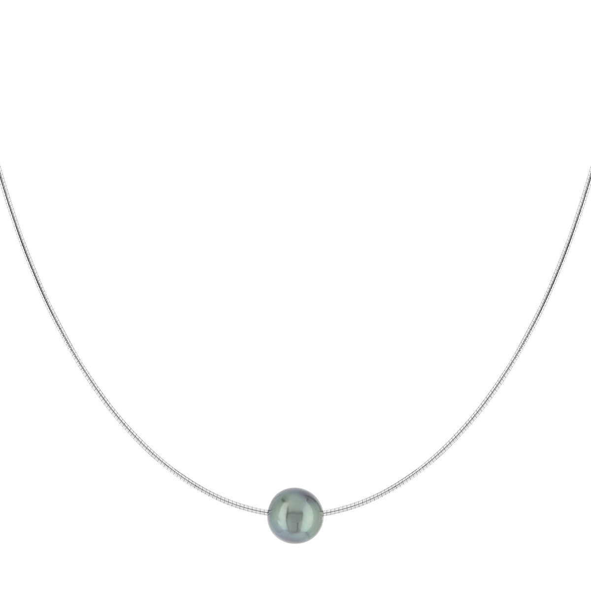 Collier argent 925 oméga perle de culture de Tahiti 45 cm