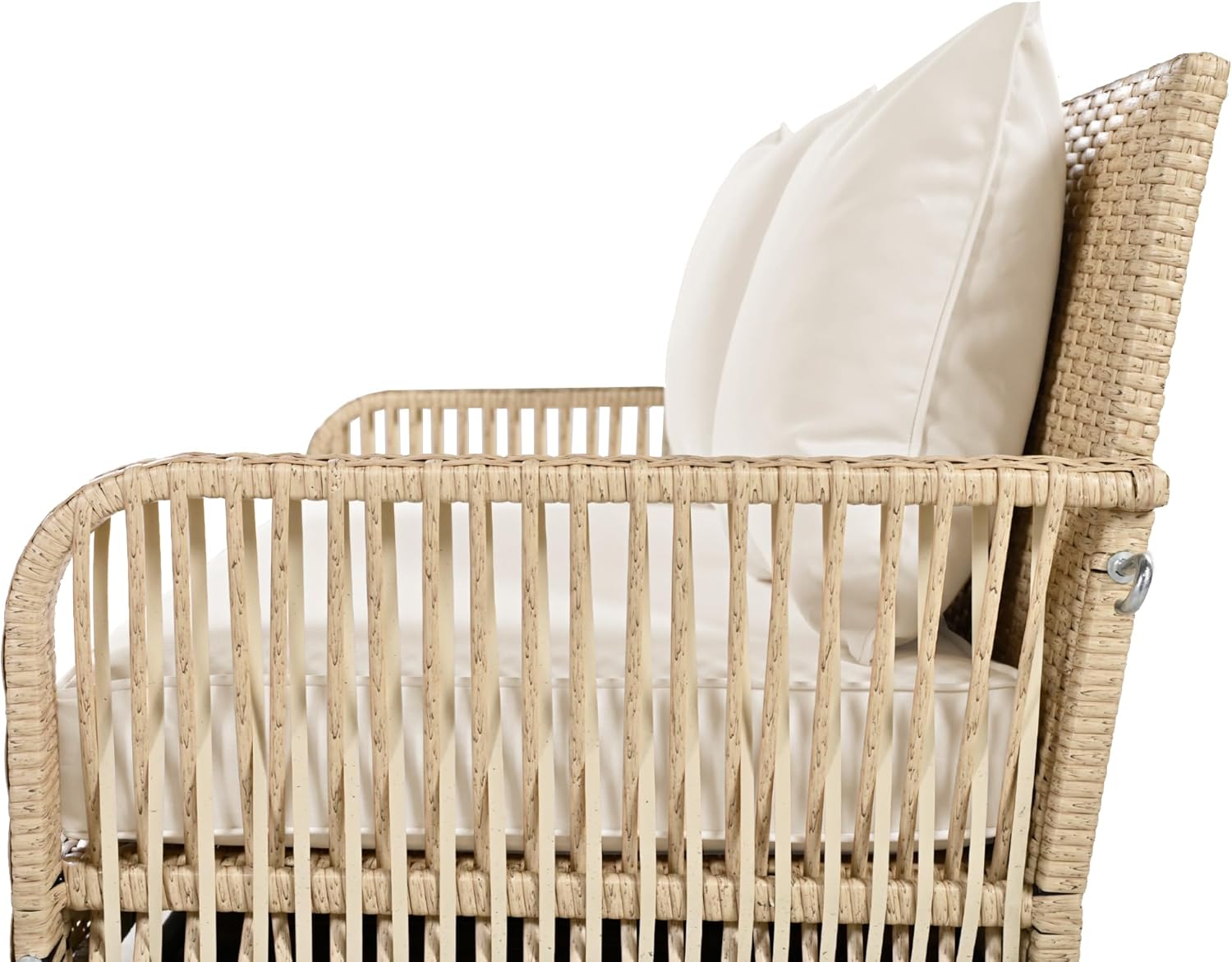 Merax Hängeschaukel 2-Sitzer, PE-Rattan Gartenschaukel mit Sitzkissen & Ketten, Hängebank Hollywoodschaukel Schaukelbank Gartenbank, Doppelschaukel für Garten Balkon Veranda, bis 320KG, Beige
