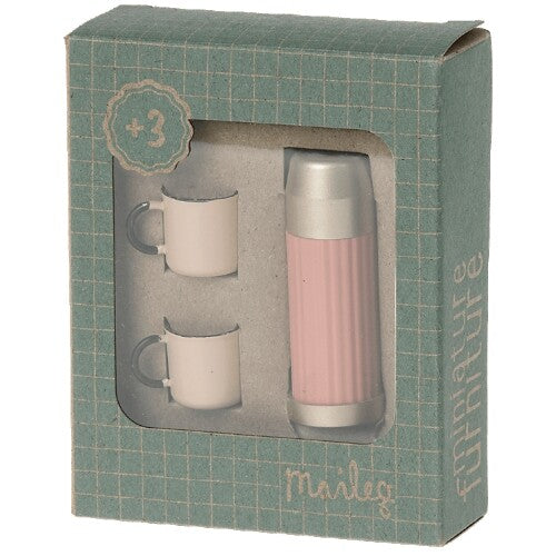 Maileg poppenhuis thermosfles en mokken - soft coral