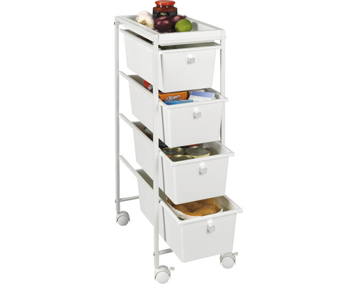 Wenko Gala 4-laden trolley, wit
