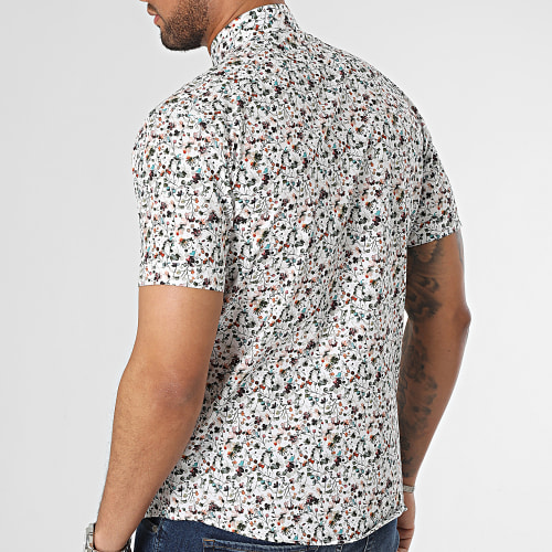 Chemise Manches Courtes Blanc Floral
