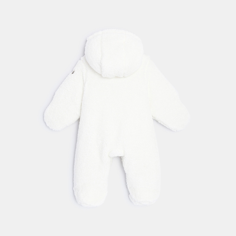 Combipilote à capuche en soft boa blanche naissance