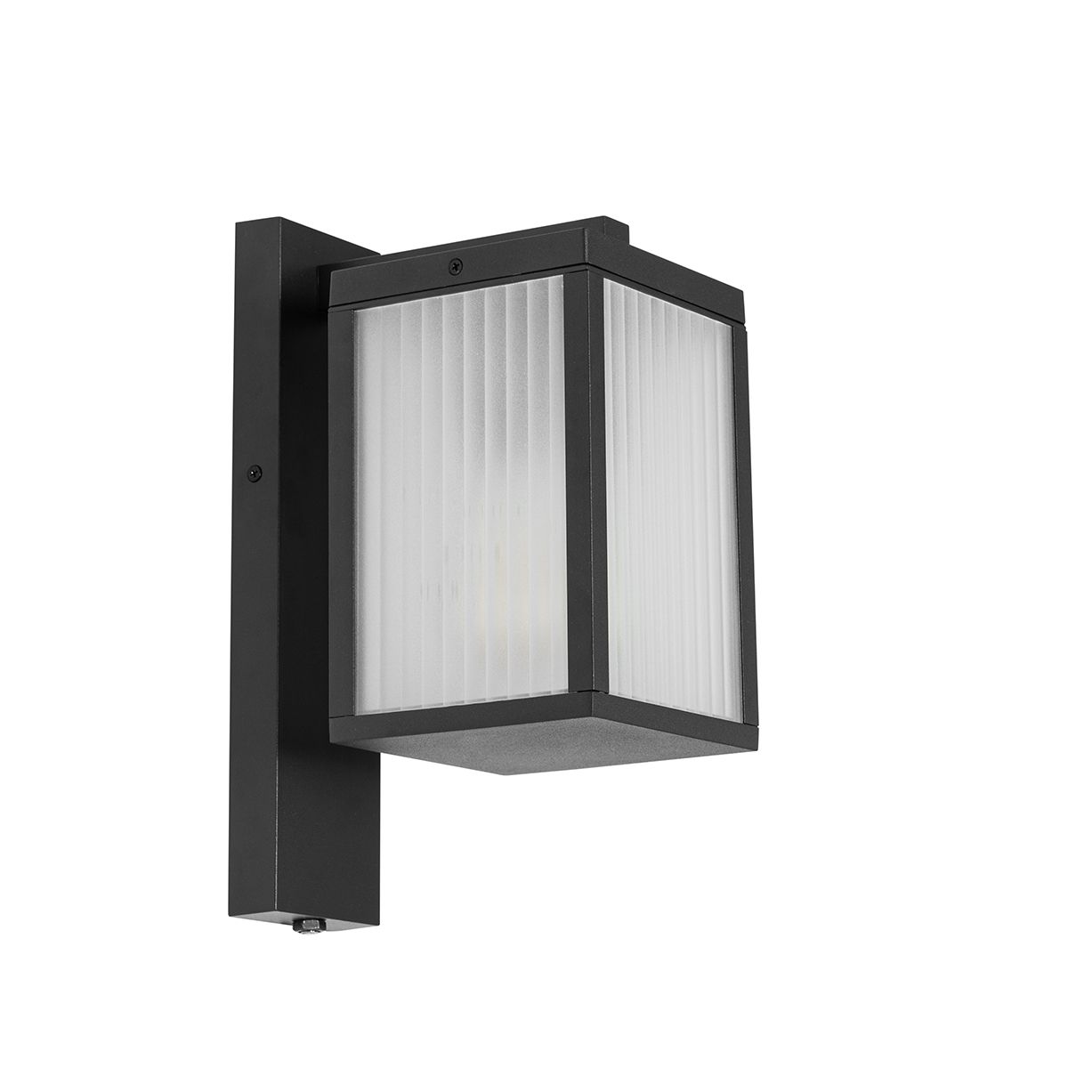 Buiten wandlantaarn zwart met ribbel glas en schemersensor - Charlois