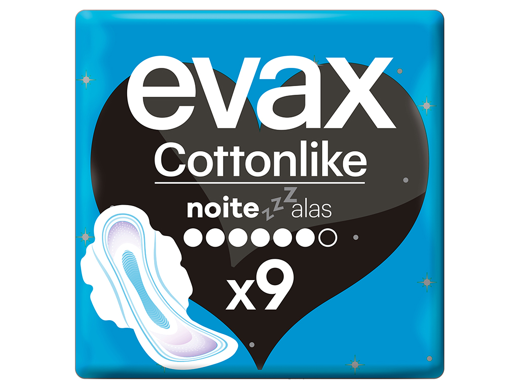 PENSOS HIGIÉNICOS COTTONLIKE NOITE COM ABAS EVAX 9 UN