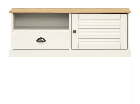 Meuble TV VIGO blanc 106x40x40 cm bois massif de pin