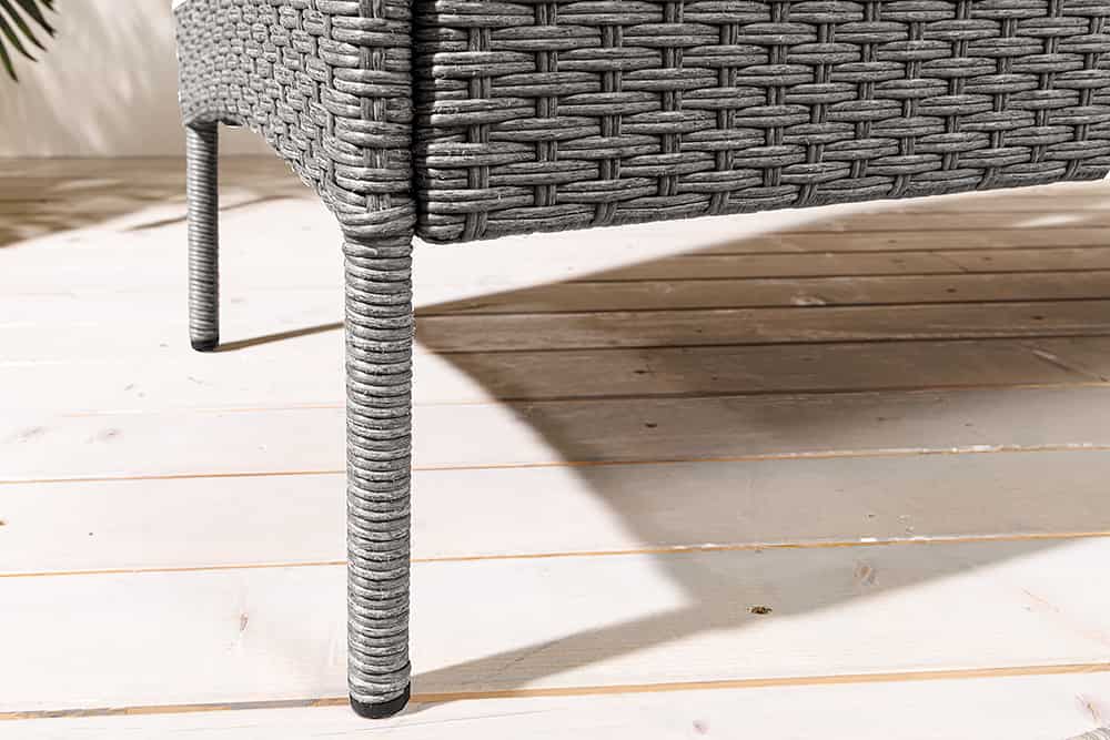 Moderne Gartenbank PORTOFINO 140cm grau Polyrattan Outdoor Sitzbank mit Tisch wetterfest