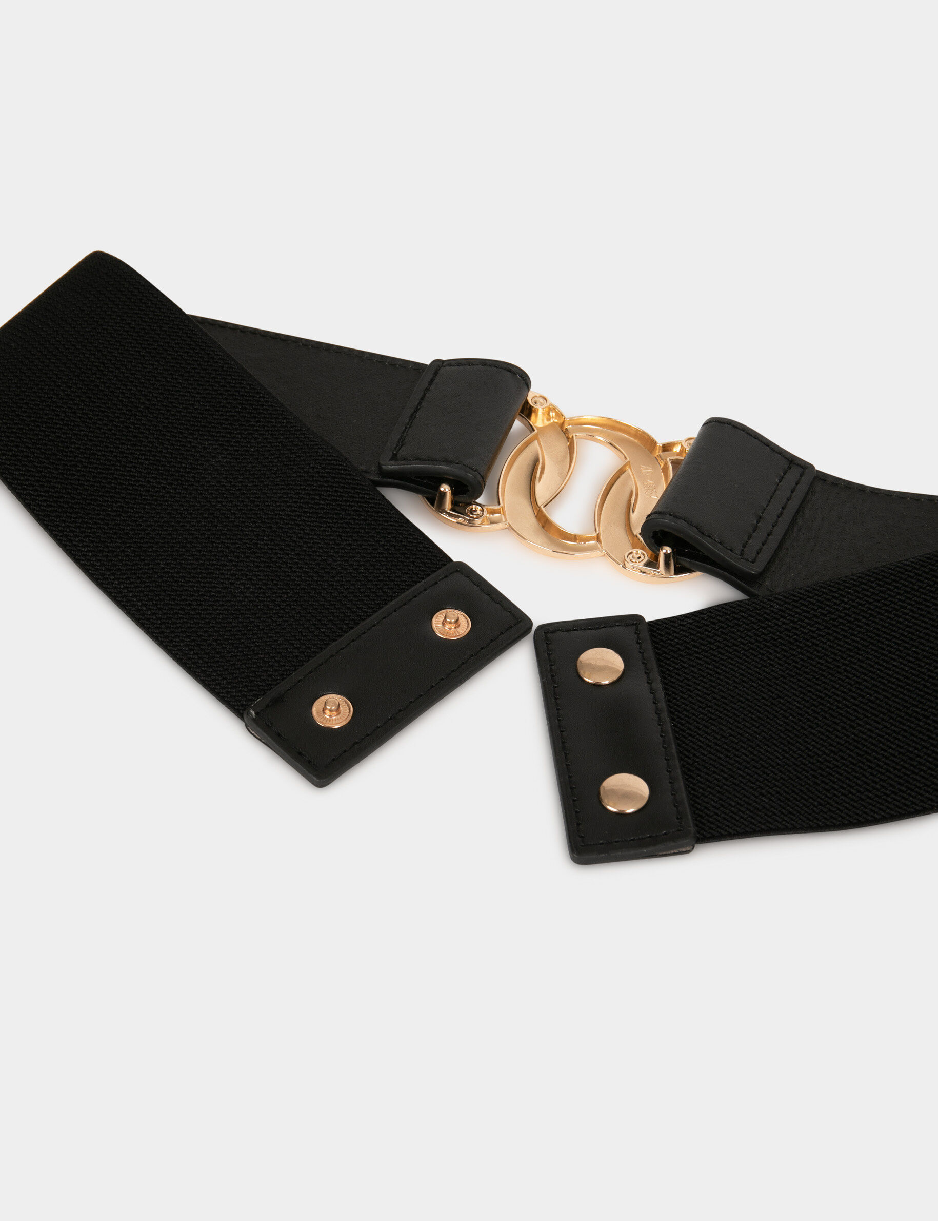 Ceinture élastiquée avec anneaux noir femme - noir