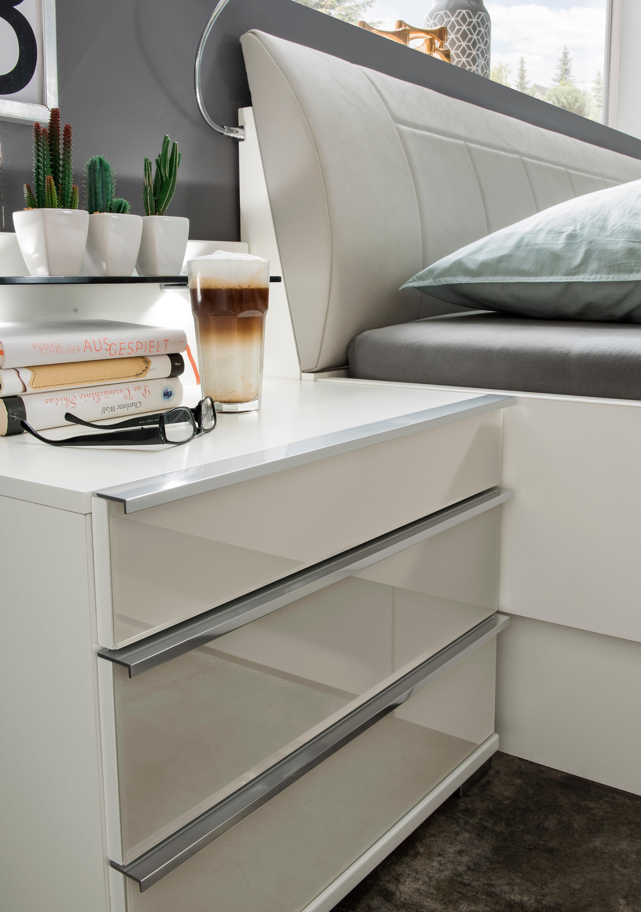 WIEMANN Bett »Shanghai, mit geschmackvollem Polsterkopfteil, Made in Germany« in verschiedenen Breiten, Füsse chromfarben