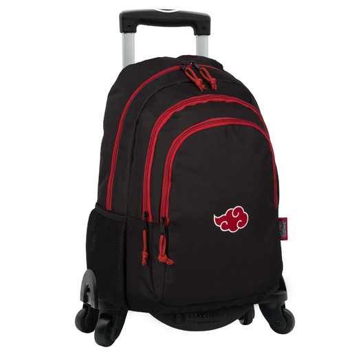 Mochila escolar Naruto Cloud com dois compartimentos + carrinho para brinquedos com 4 rodas giratórias 360°