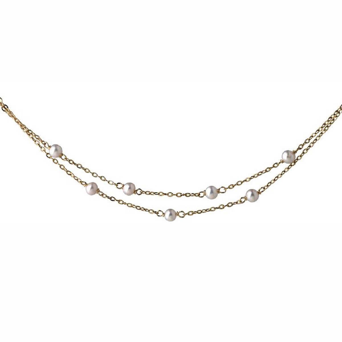 Collier Brillaxis double chaîne perles d'eau douce