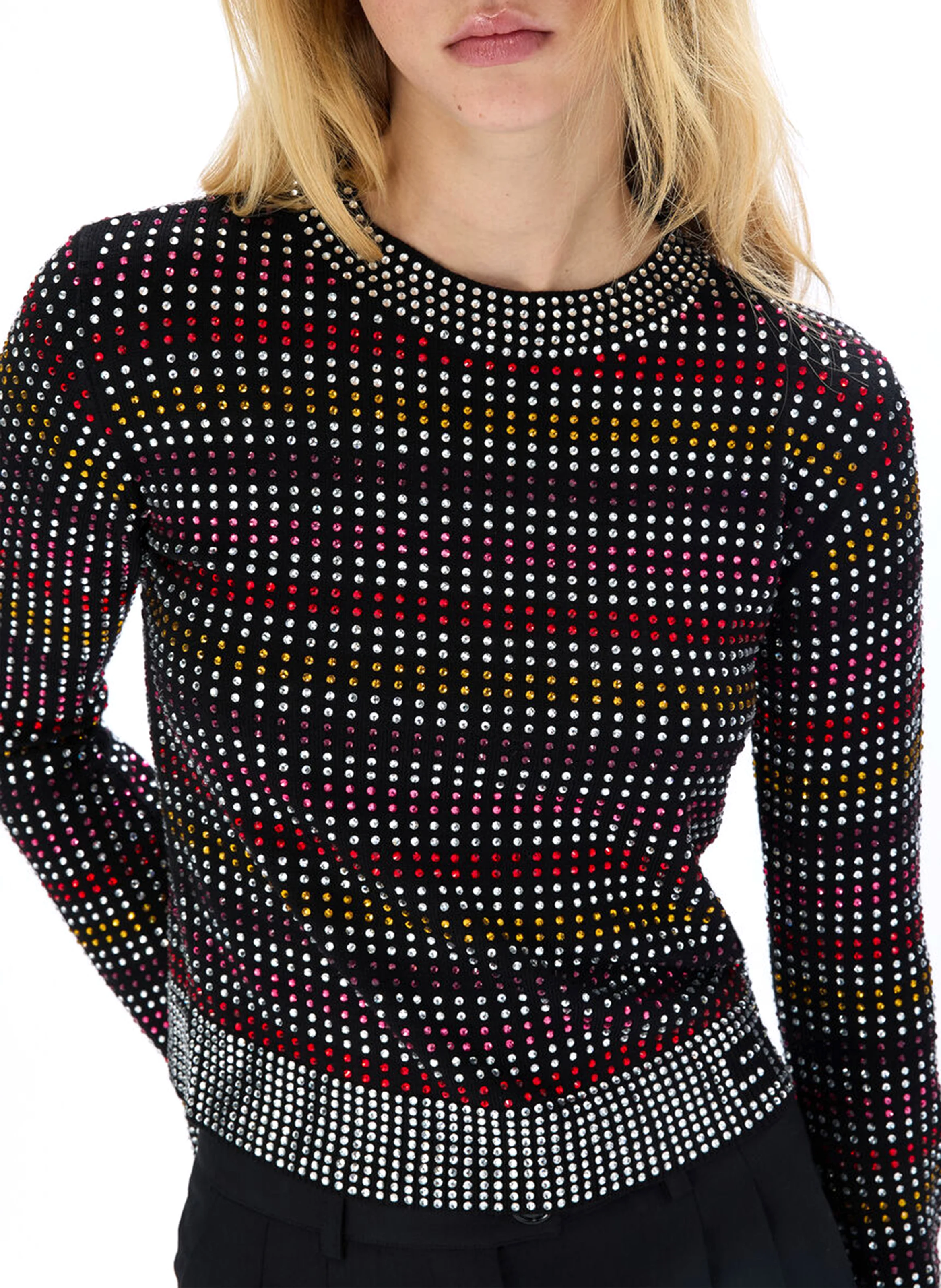 Pull col rond en laine mélangée | Multicolore