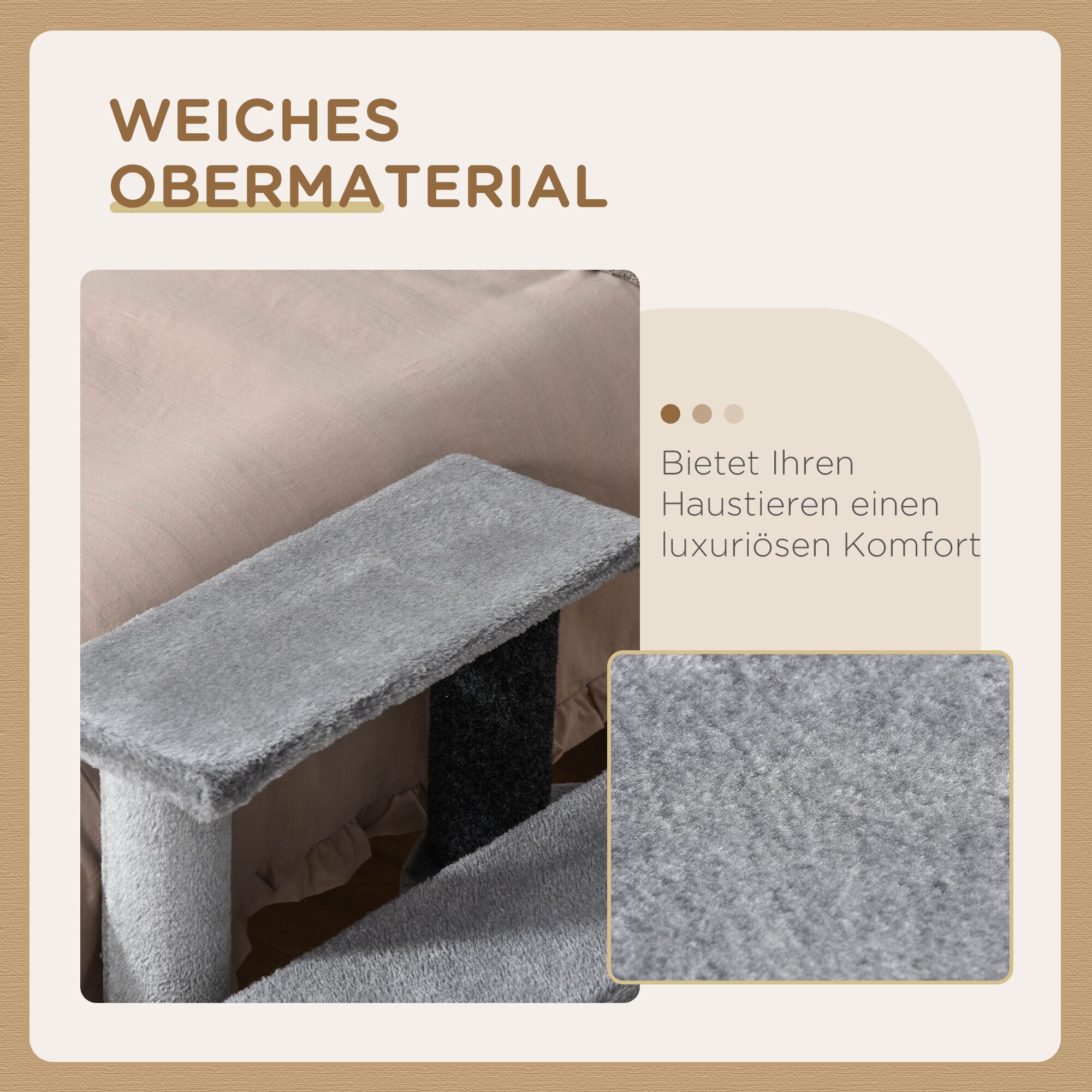 PawHut Haustiertreppe mit Kratzsäulen grau 45 x 40 x 48 cm (LxBxH)