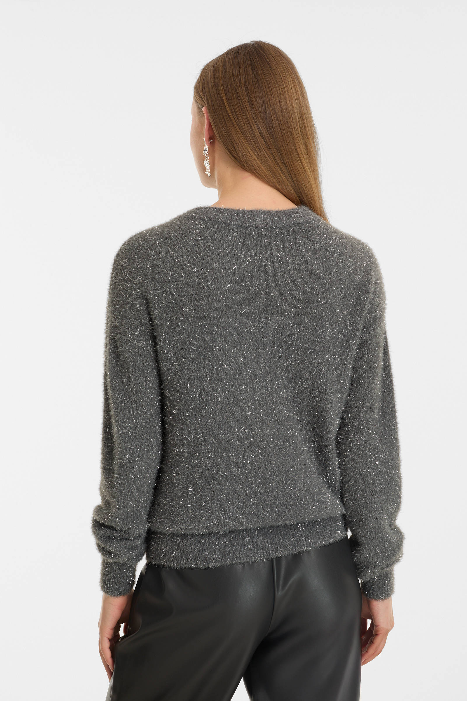 anytime trui met lurex grijs/zilver
