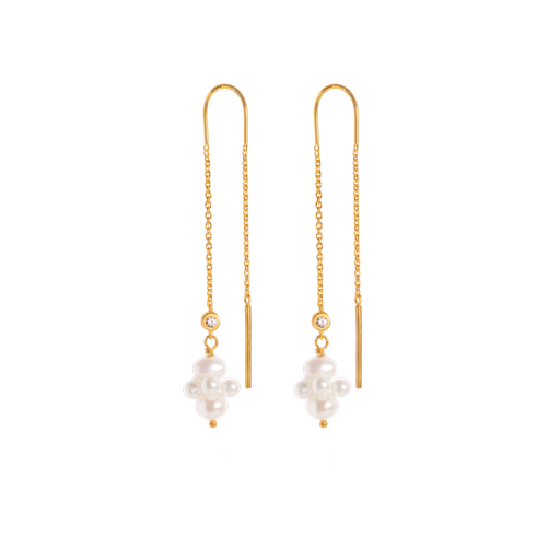 byBiehl Pearl Cluster Dangling Øreringe, Guld