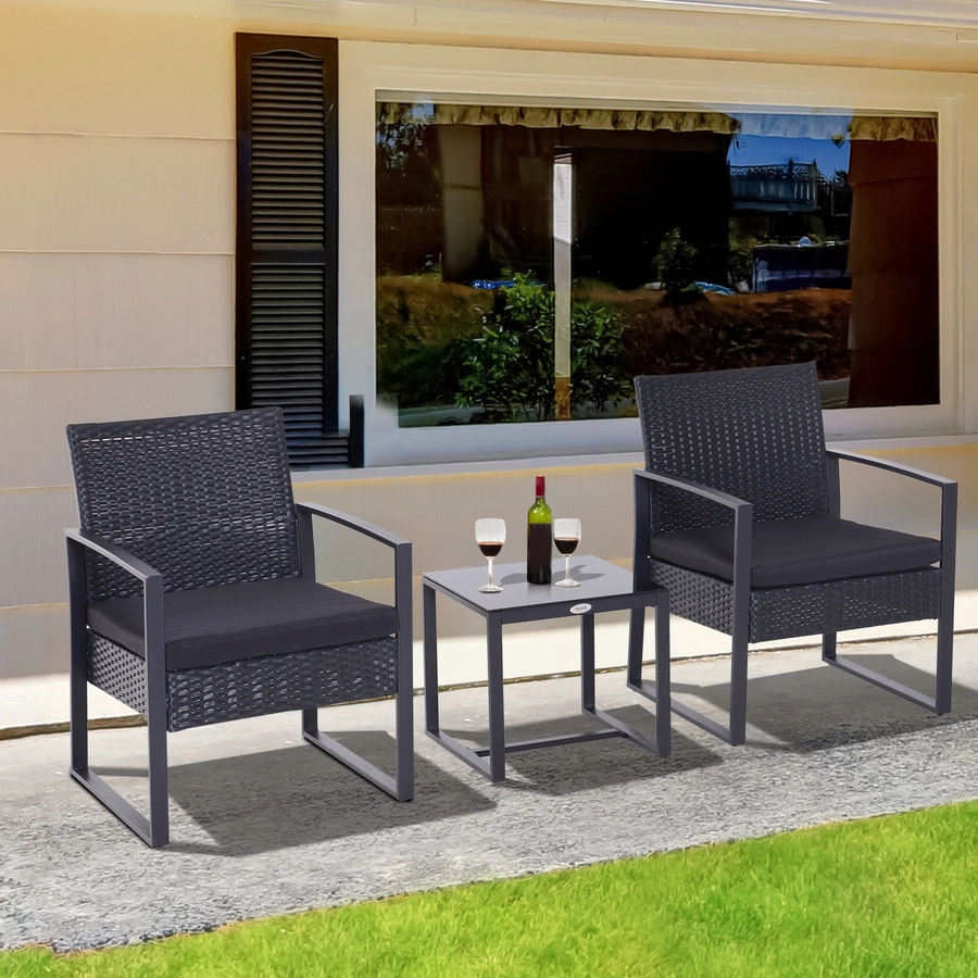 Outsunny Polyrattan Sitzgruppe als 5-tlg. Set schwarz