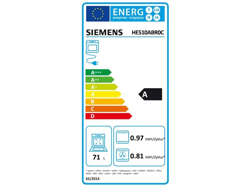 Siemens Einbauherd HE510ABR0C EU 60, Schwarz/Silber Backofen