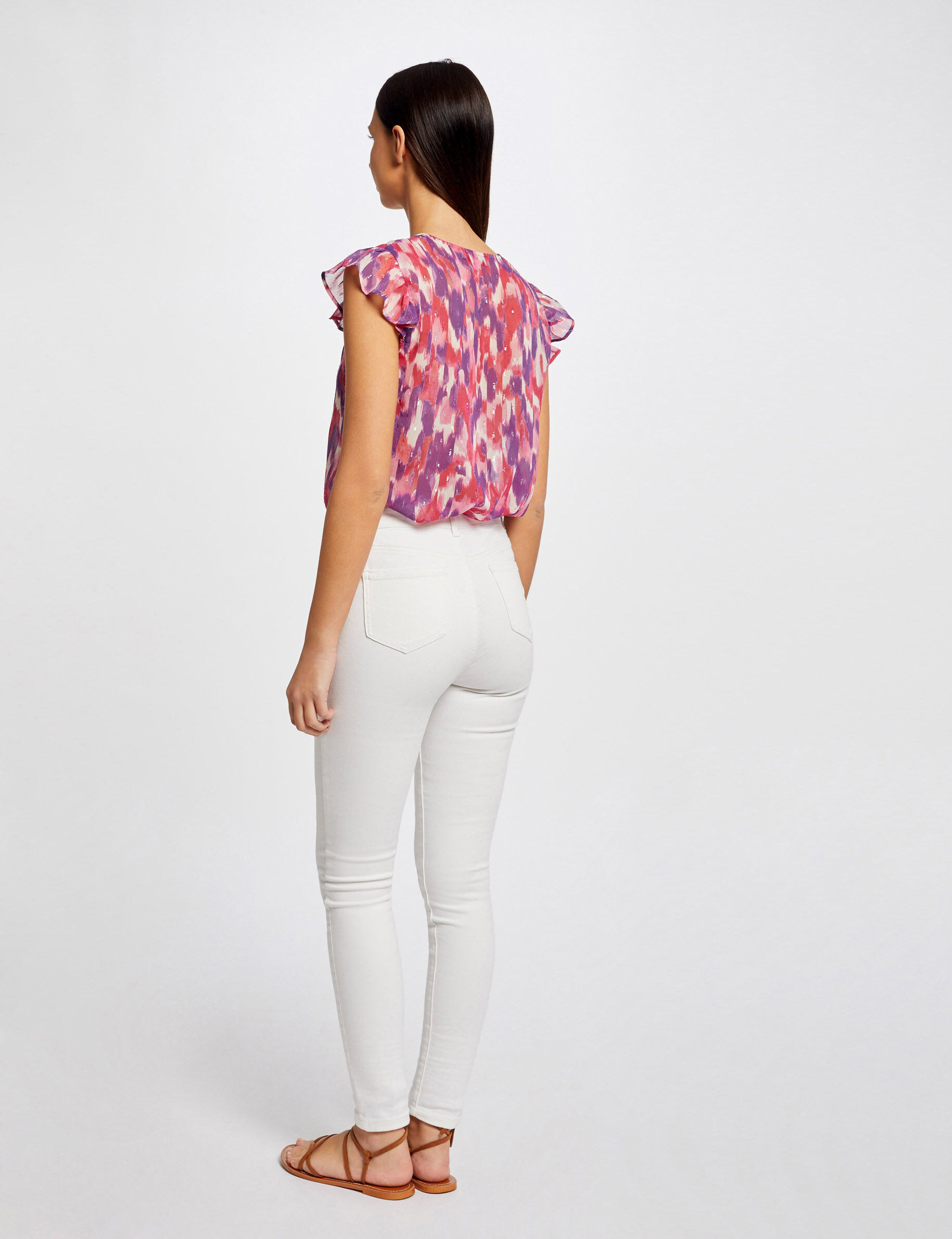 Blouse manches courtes imprimé abstrait multico femme - multico