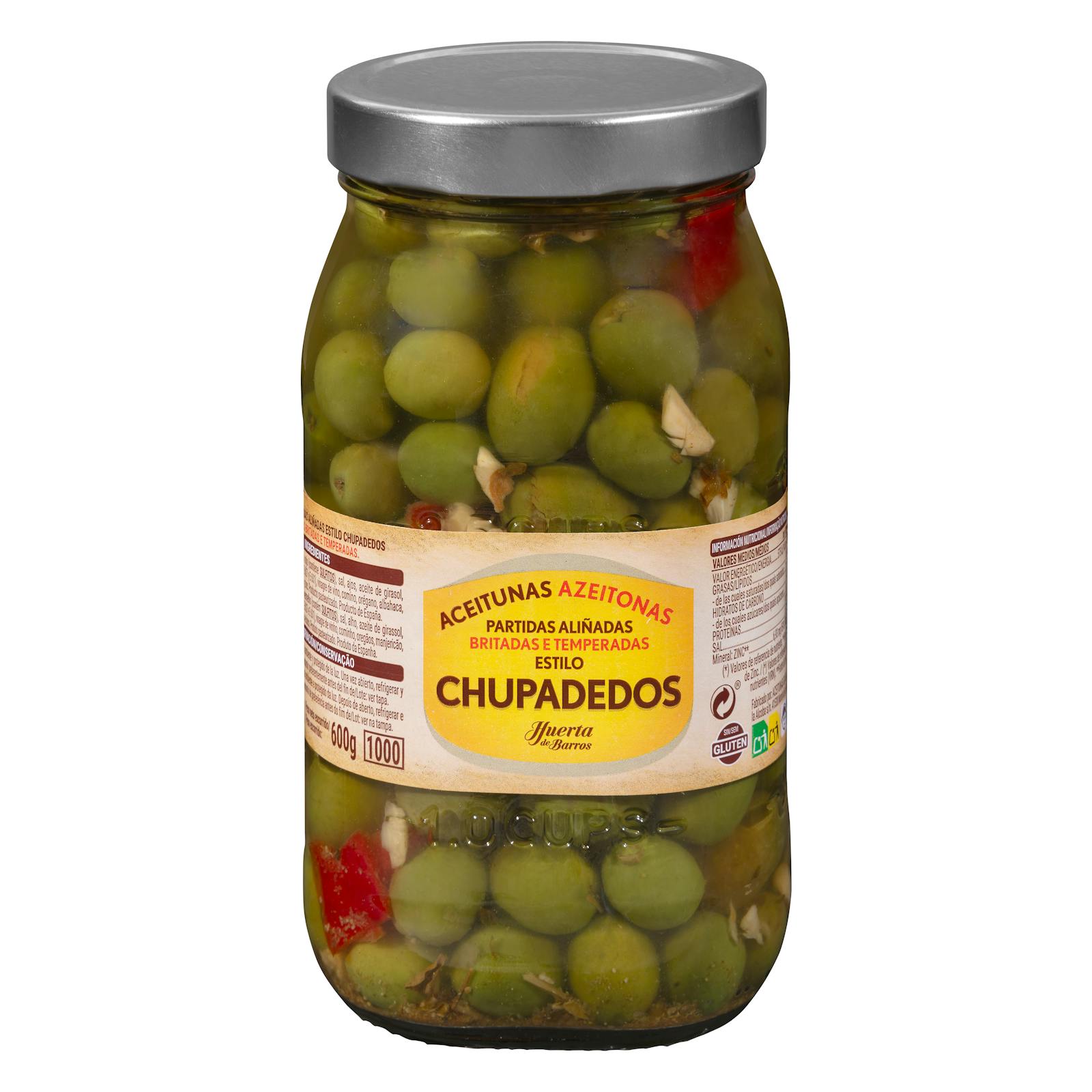Chupadedos Huerta de Barros olives vertes cassées assaisonnées