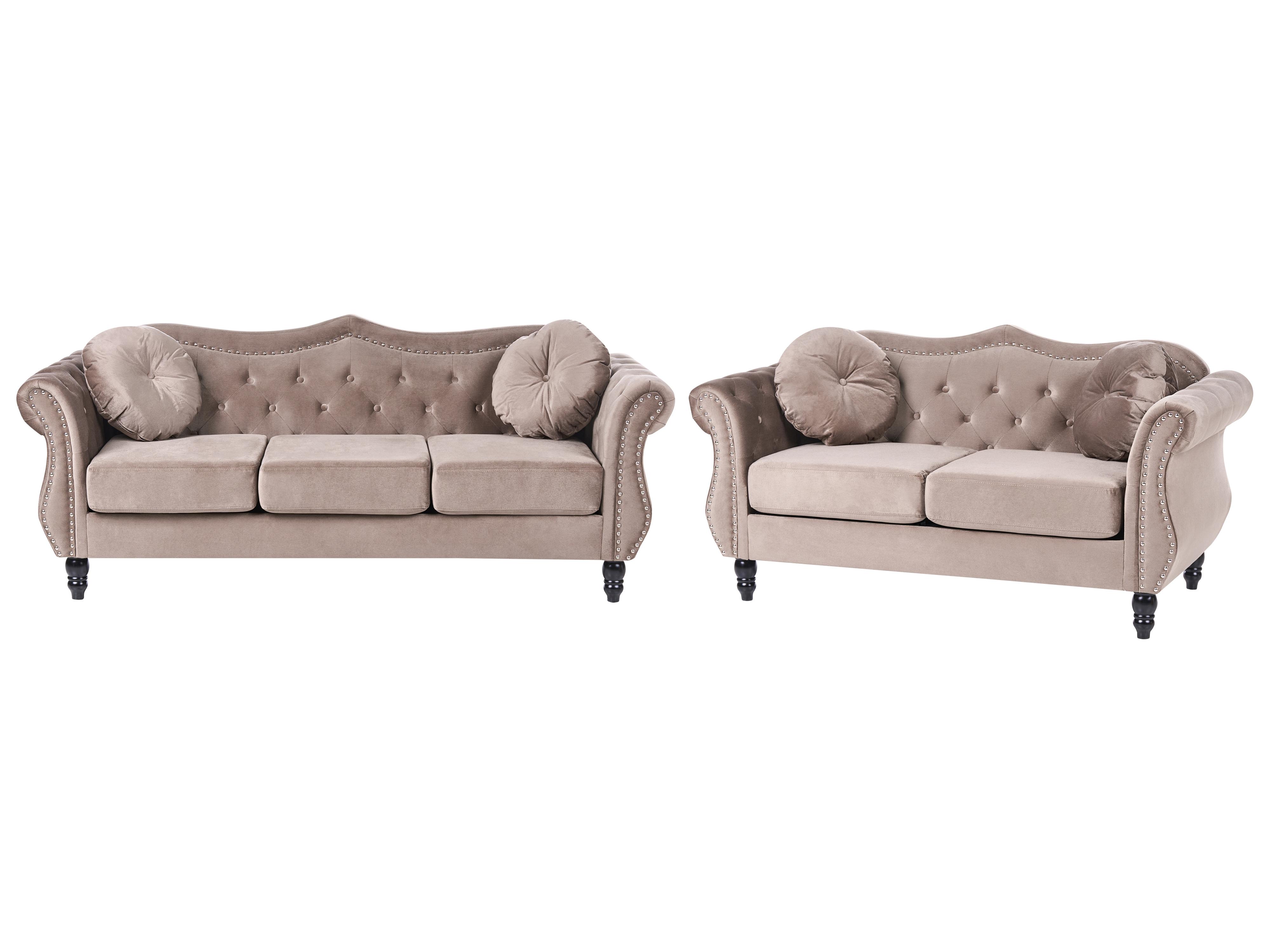 Bankenset 5-zits SKIEN Fluweel Taupe