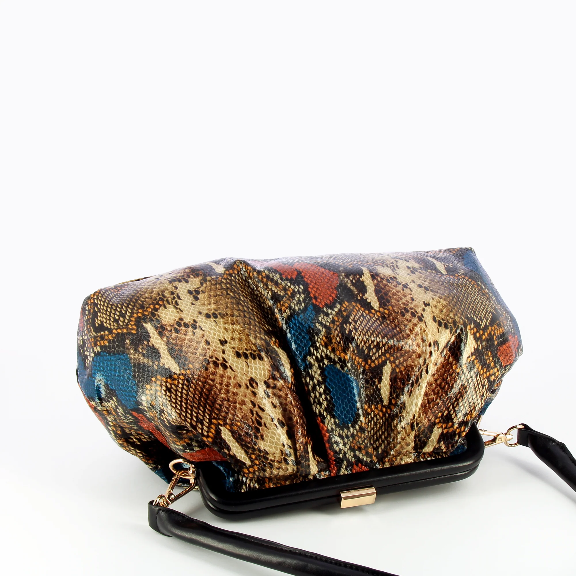 Sacs-Sac plissé Ambre camel imprimé serpent