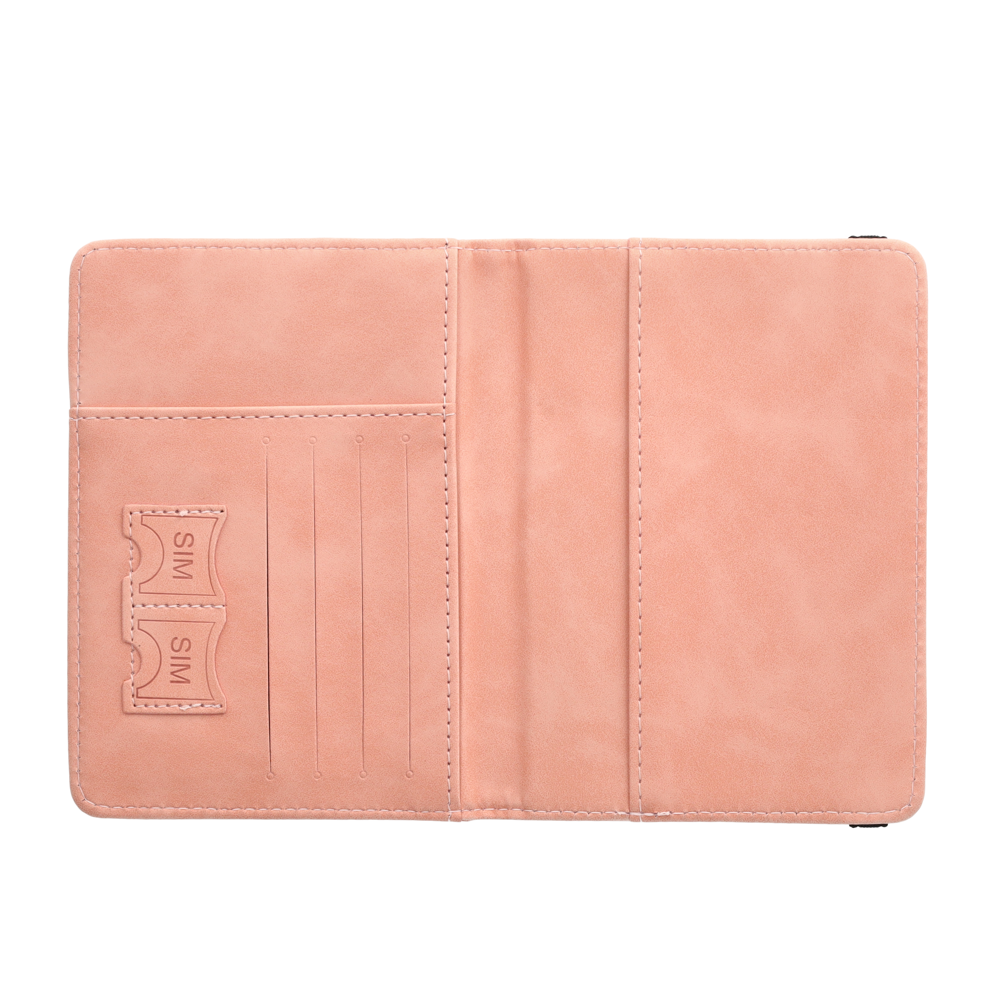 Reisepass Leder Schutzhülle Passport Etui mit Visitenkarten- / SIM Karten- / Geldfach (RFID Schutz) - Rosa