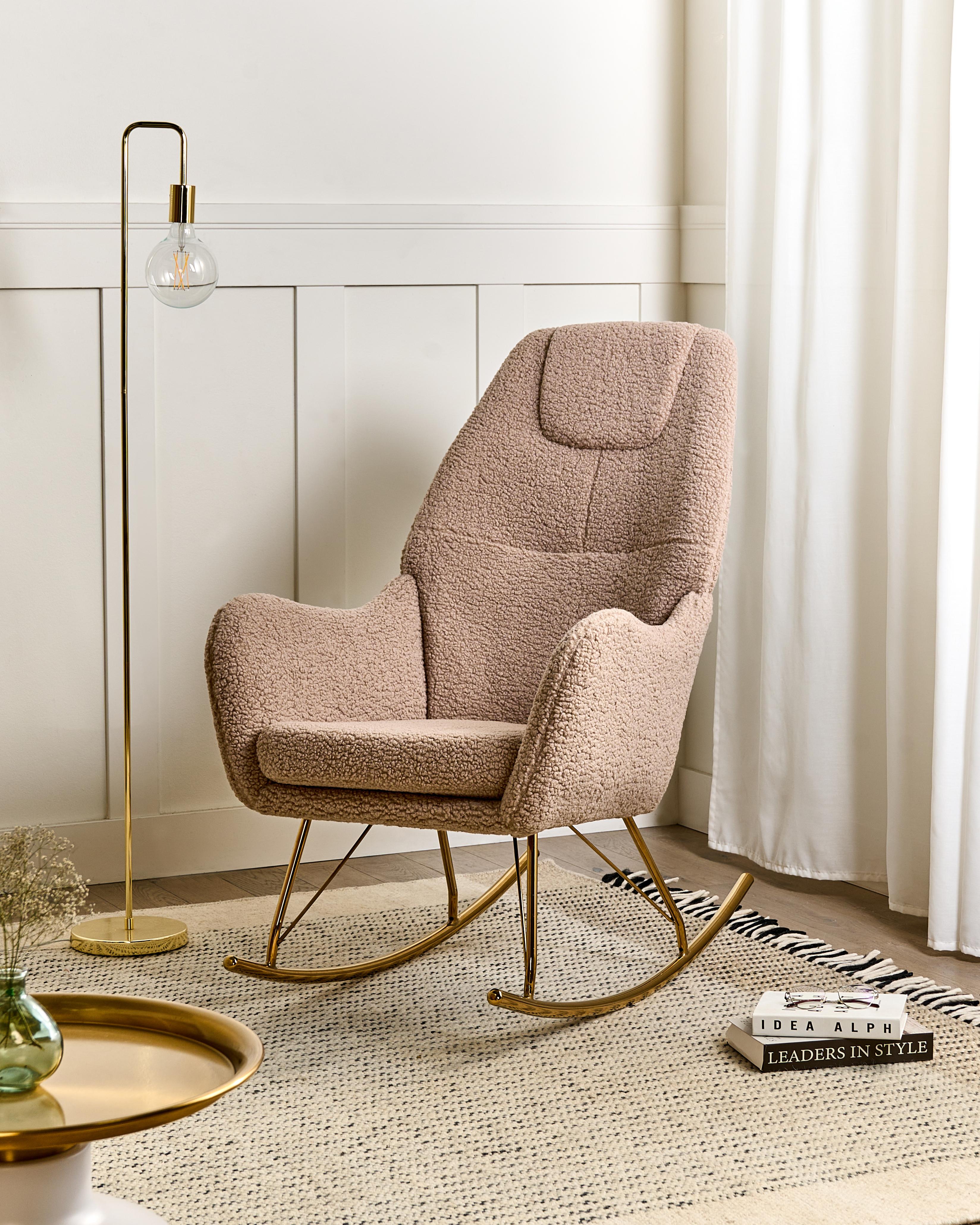 Schommelstoel GULSELE Bouclé Beige