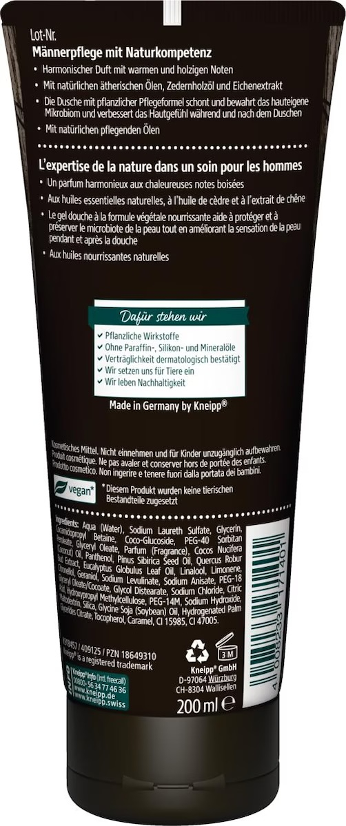 (200ml) Men 2in1 Dusche mit Zedernuss   Eiche Haut & Haar (918457) - Kraftvoll