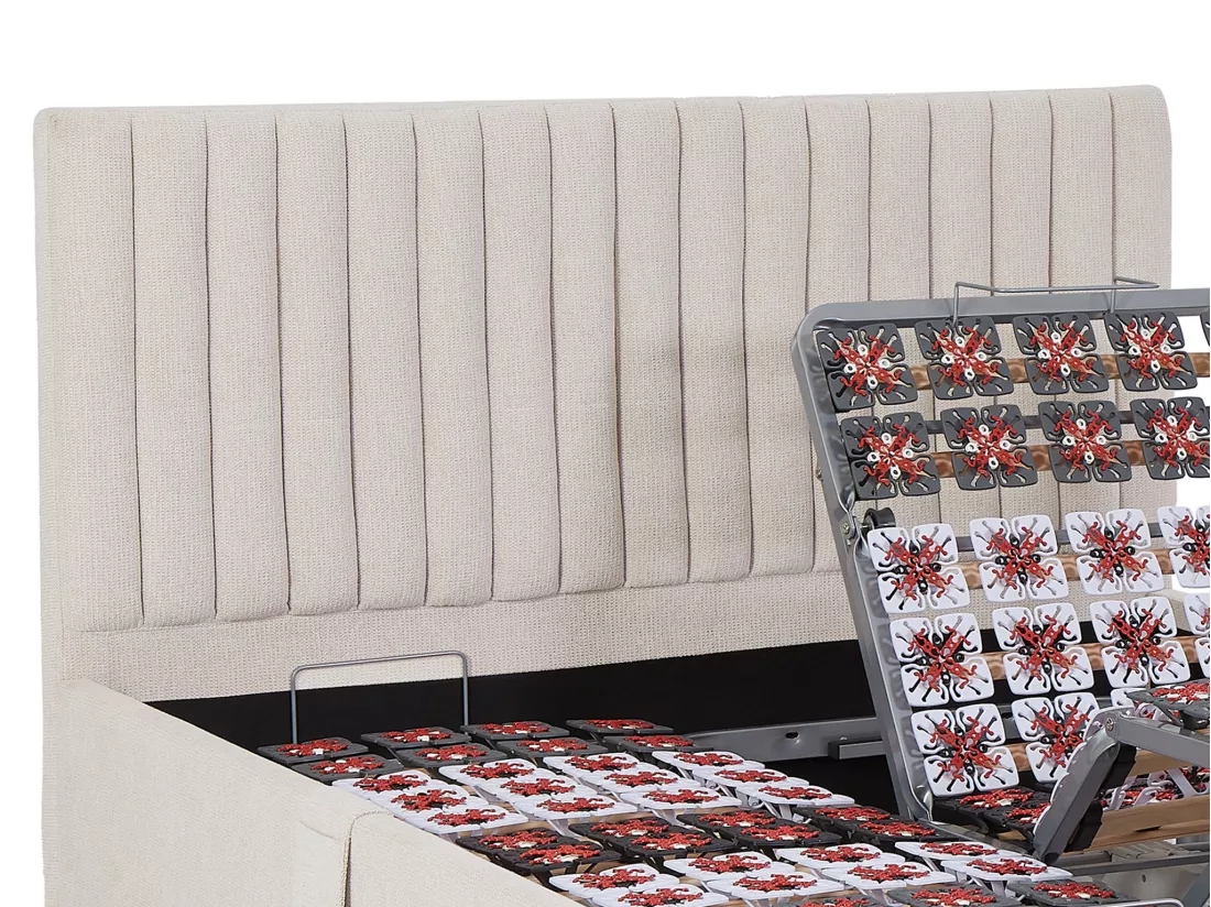 Lit électrique de relaxation déco tout plots + matelas mémoire de forme - 2 x 90 x 200 cm - Tissu - Beige - SASORA de YSMÉE