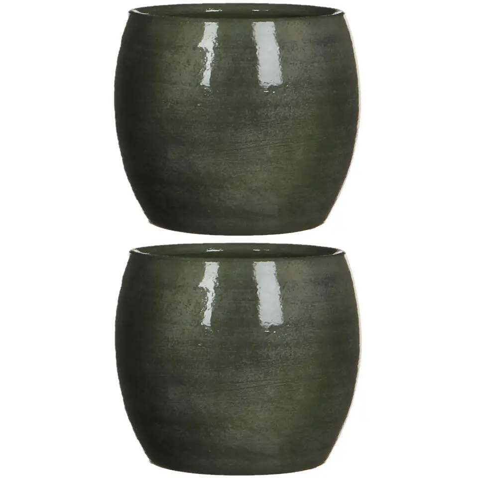 Mica Decorations Bloempot - glanzend groen - keramiek - 16x14 cm