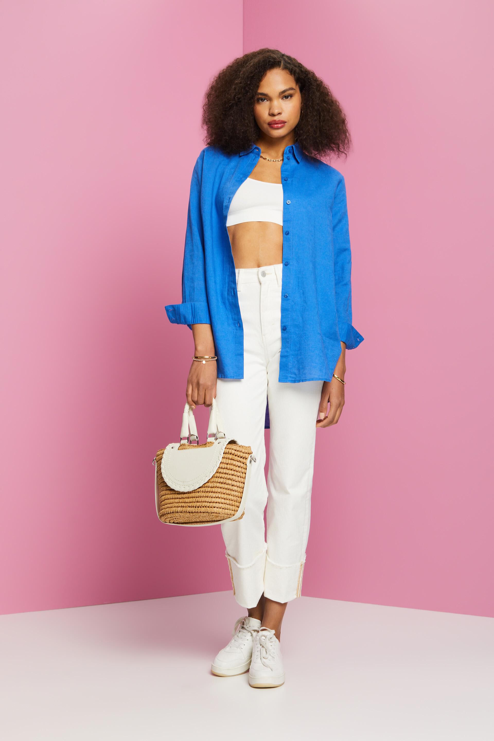 Chemise en lin et coton mélangés