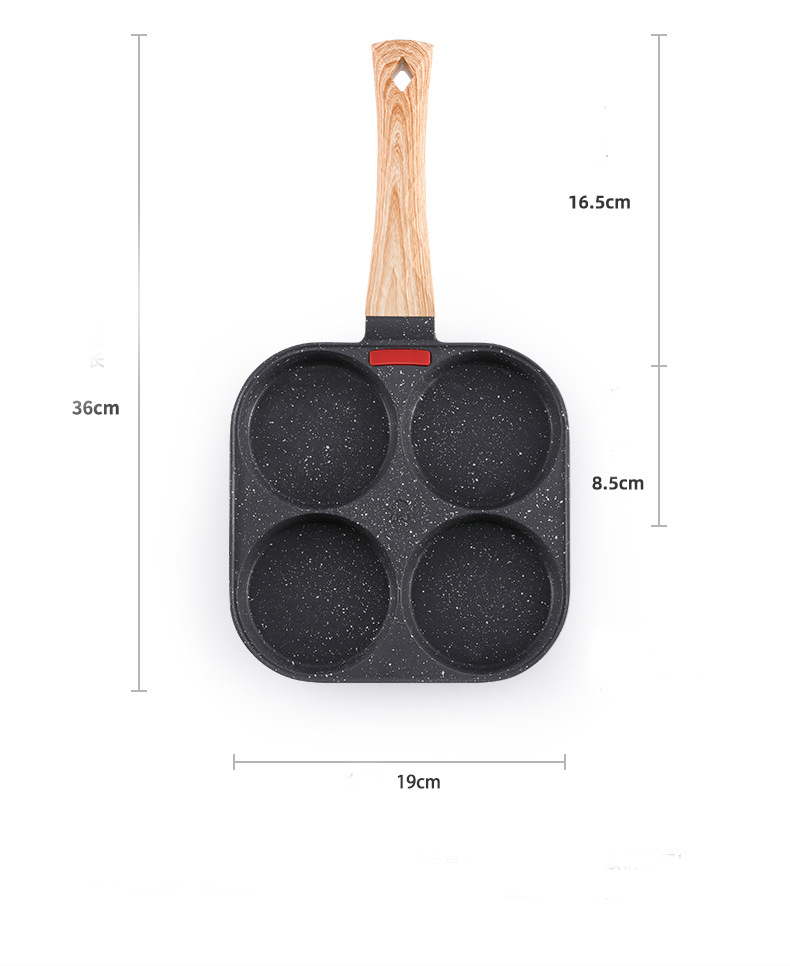(19x19cm) 4-fach Aluminium Pancake Pfanne Spiegelei Bratpfanne mit Anti-Haft Beschichtung - Grau