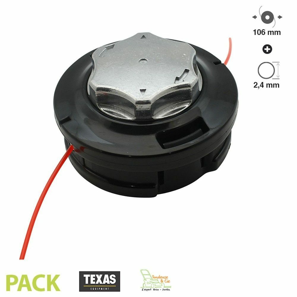 Tête débroussailleuse pro base aluminium texas fil 2,4mm diamètre 106mm